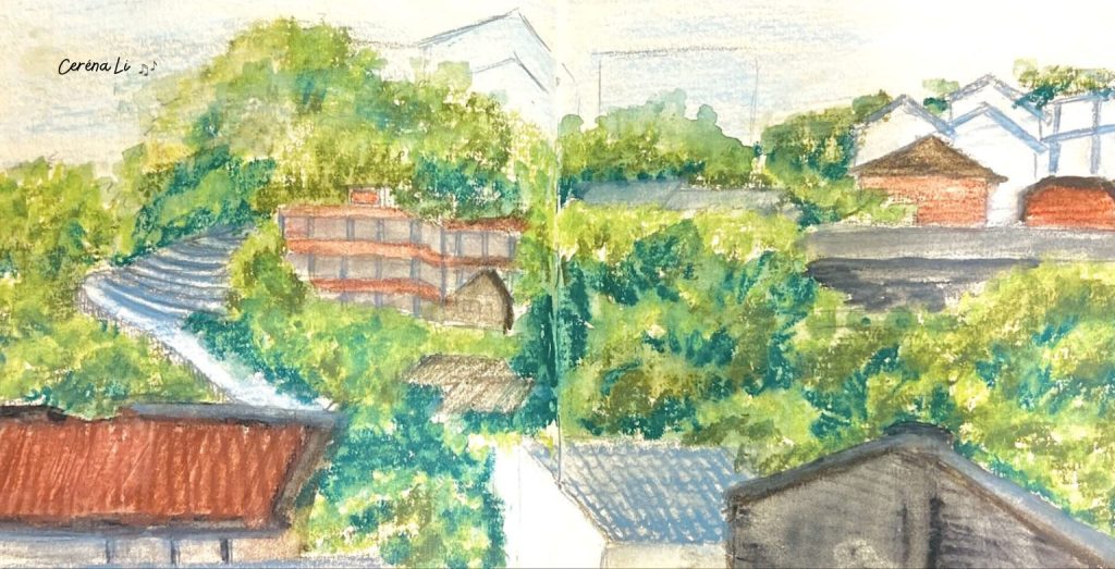 [Ceréna莫笑] fairyland.tw 台灣建築寫生 - 金瓜石祈堂老街山城手繪水彩原稿
