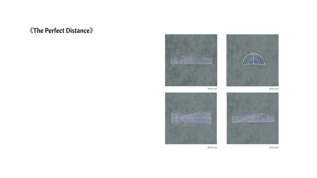 [Ceréna莫笑] C Gallery - Project.004 The Perfect Distance 15x15cm 四組灰藍底幾何物件草圖